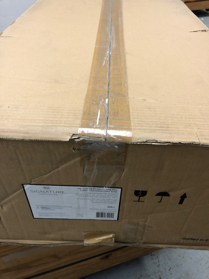 Signature Hardware 447789 Calverton 30" Drop In or Undermount Single Basin Stainless Steel Kitchen Sink - Stainless Steel