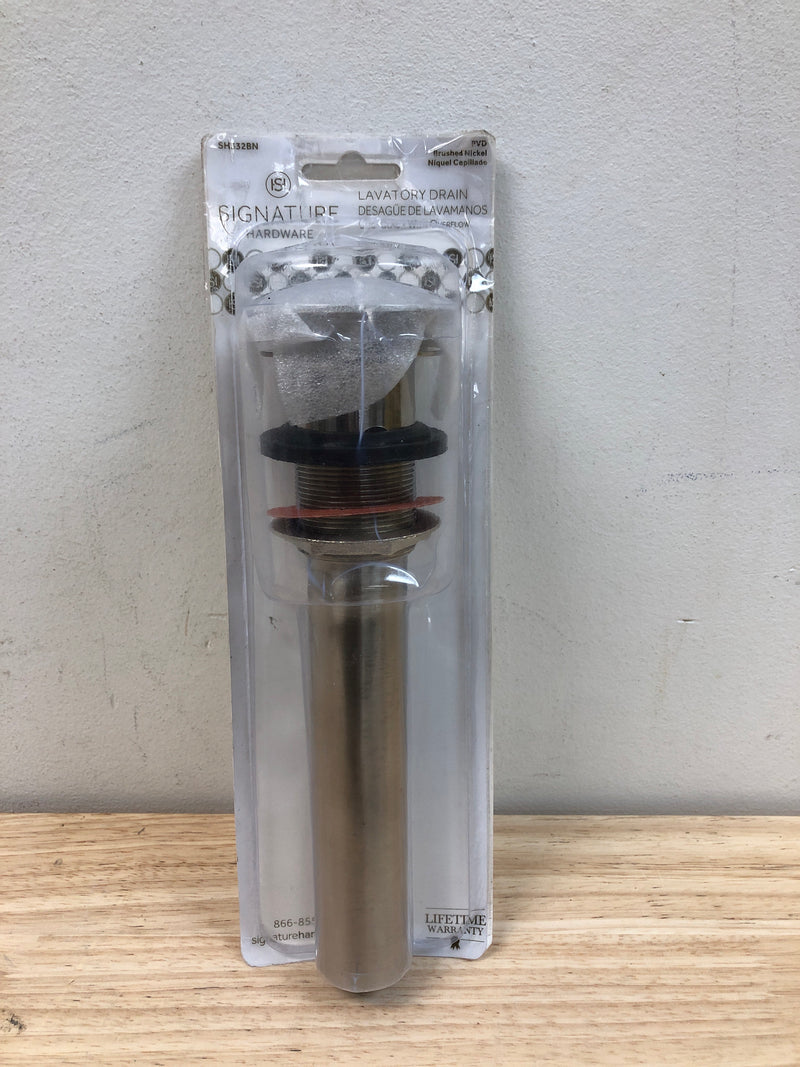 Signature Hardware 205616 Mushroom Style Pop-Up Bathroom Drain - With Overflow Holes - Brushed Nickel