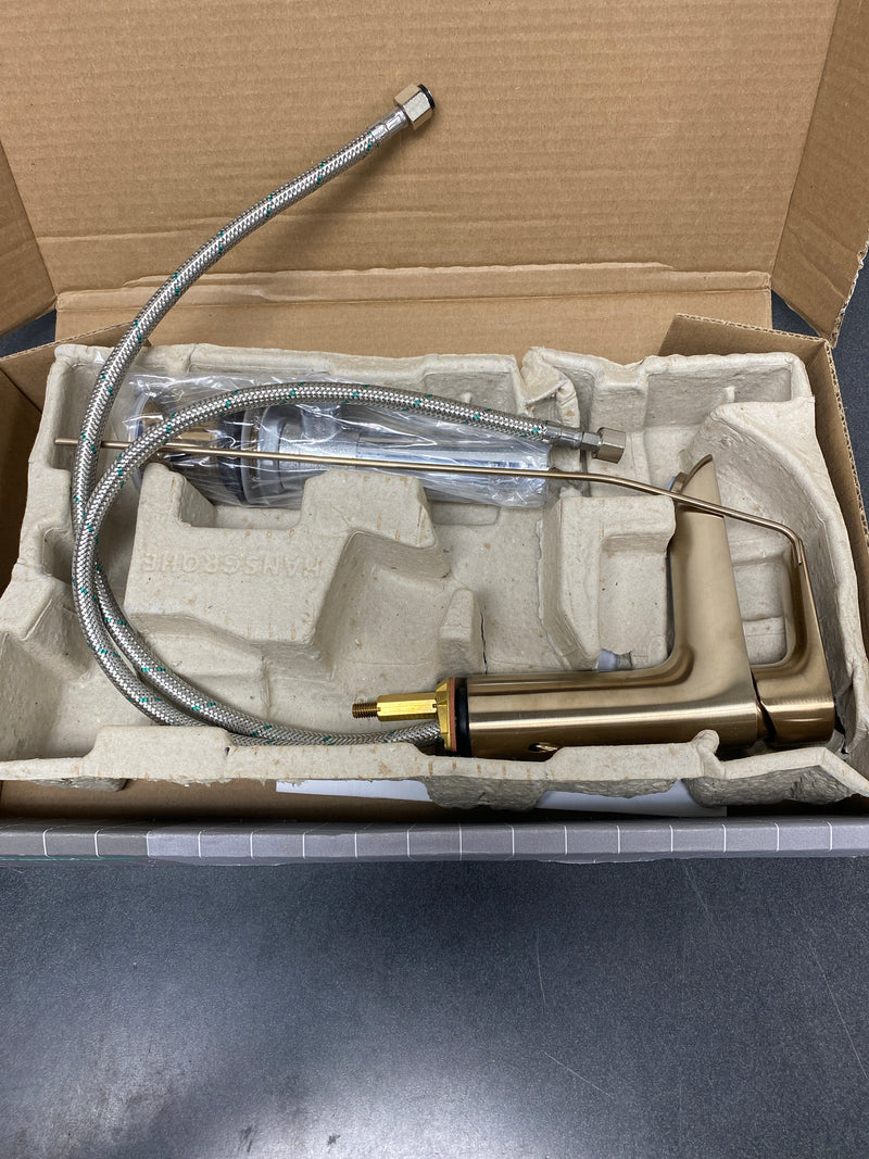 Hansgrohe 71710141 Talis E 1.2 GPM Single Hole Bathroom Faucet with QuickClean, ComfortZone and EcoRight Technology - Includes Metal Pop-Up Drain Assembly - Brushed Bronze