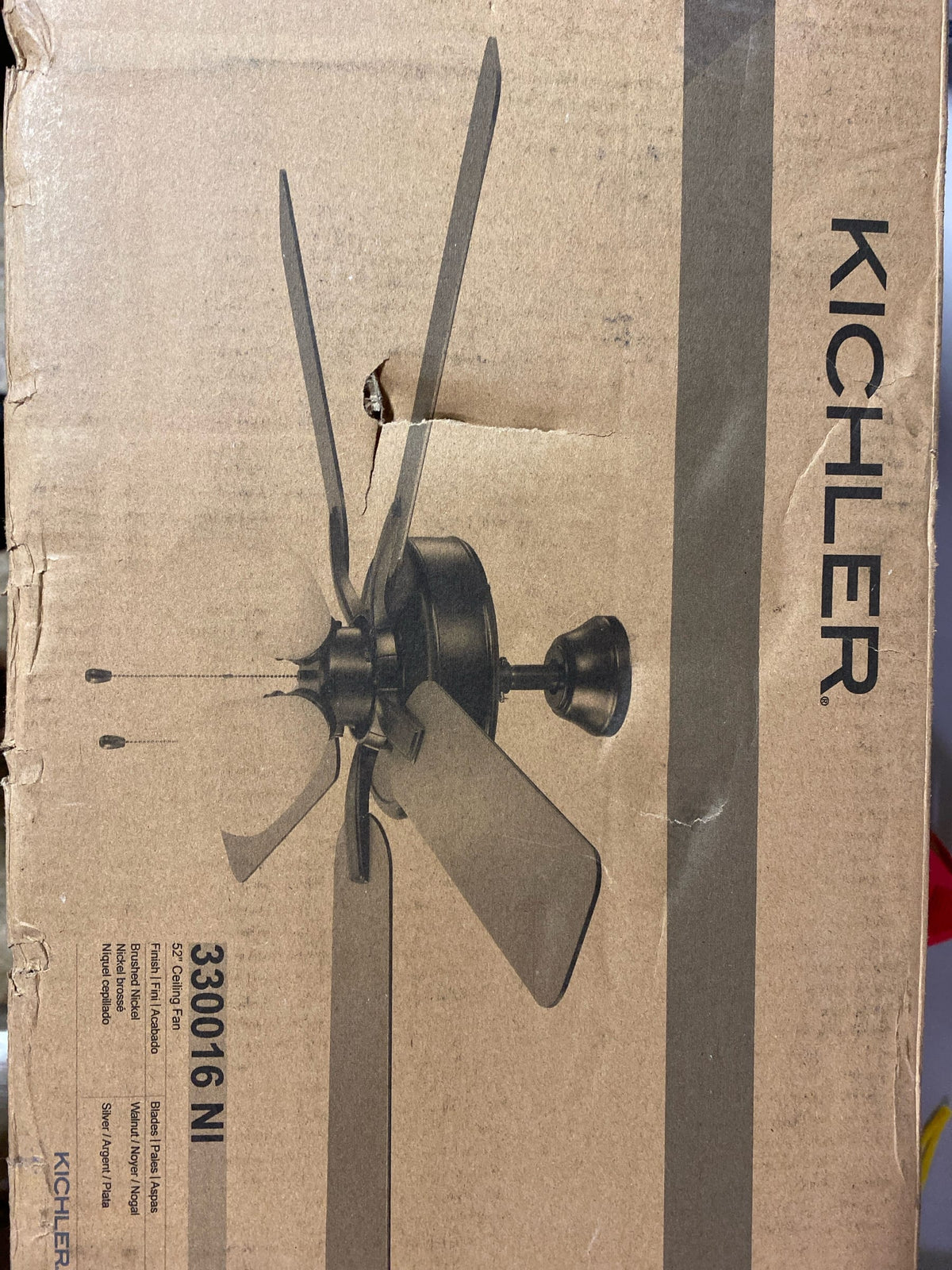 Kichler 330016NI 52" 5 Blade Indoor Ceiling Fan - Light Kit Included - Brushed Nickel