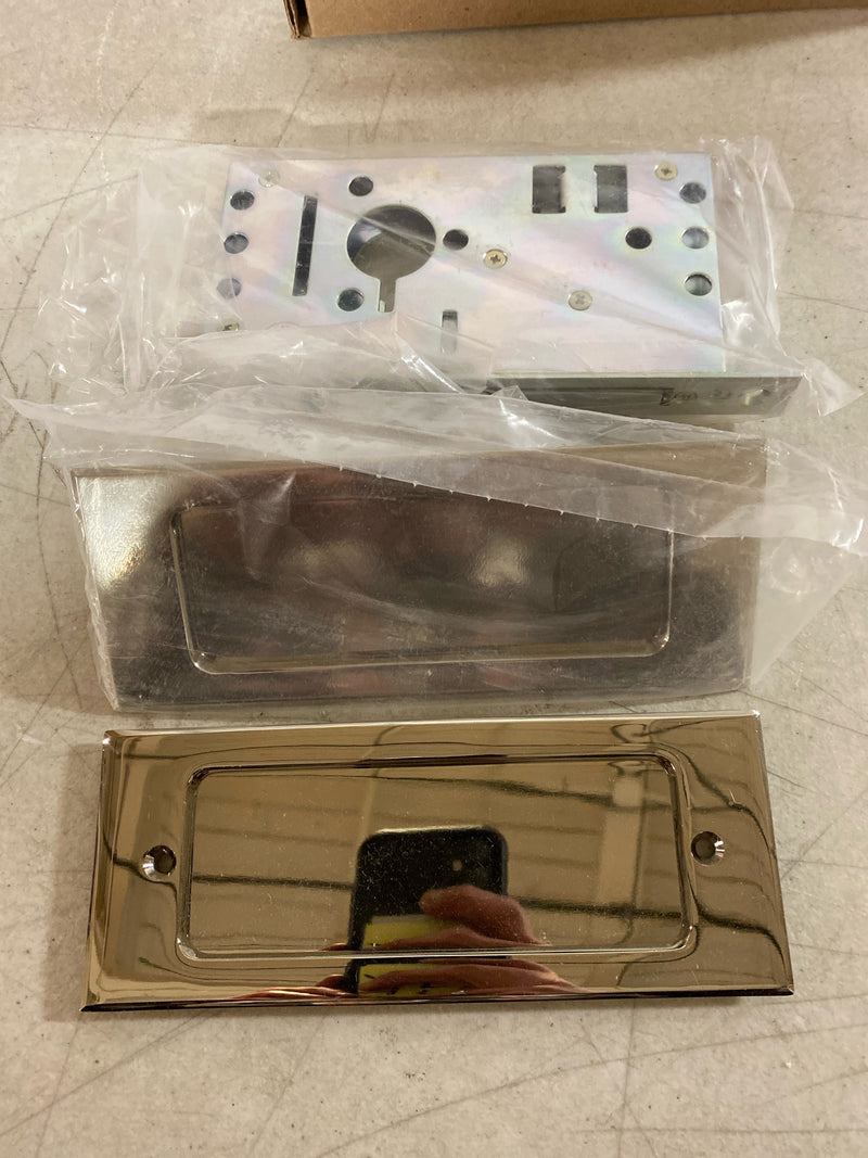 Emtek 2114US14138 Modern Rectangular 7-1/4 Inch Passage Mortise Pocket Door Pull for 1-3/8" Thick Doors - Polished Nickel