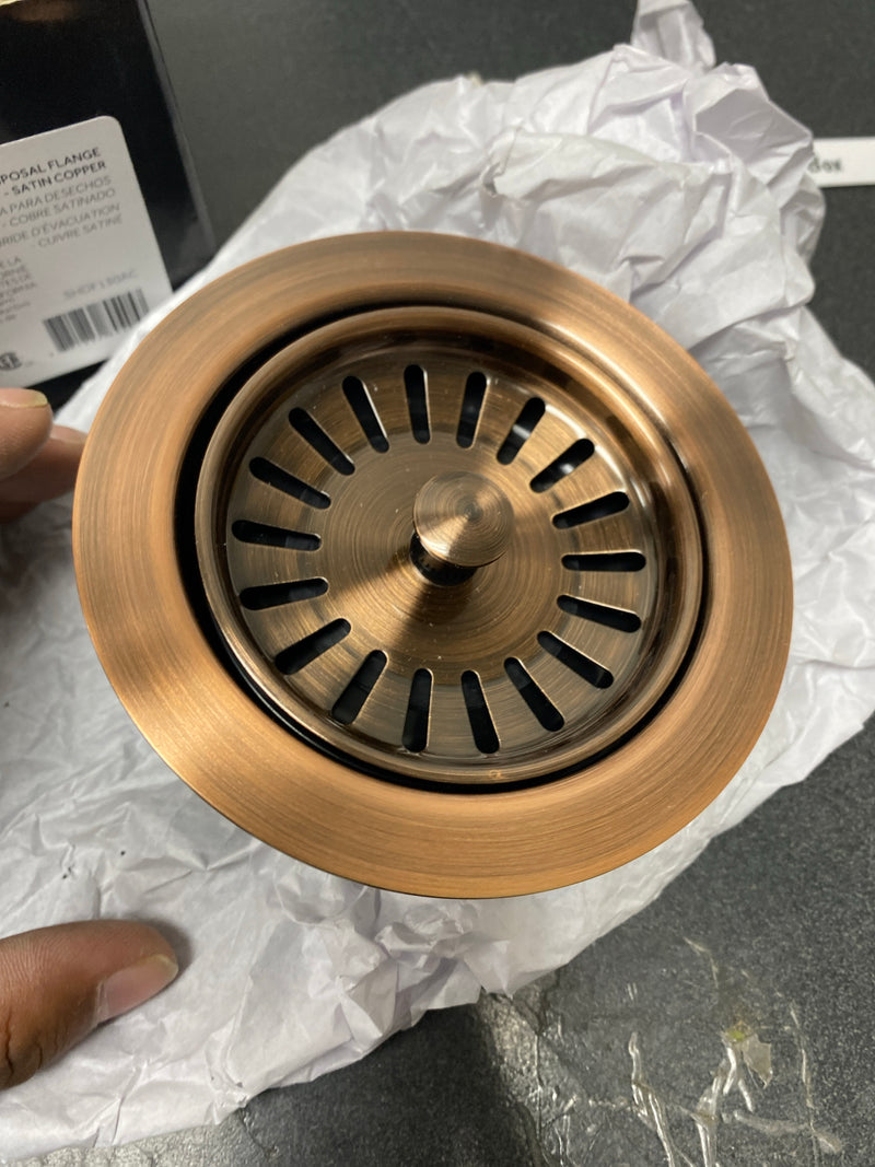 Signature Hardware 483692 3-1/2" Garbage Disposal Flange with Basket Strainer - Fits Sinks Up to 5/8" Thick - Satin Copper