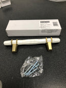 Amerock BP36648MWBBZ Carrione 3-3/4 Inch Center to Center Bar Cabinet Pull - Marble White / Golden Champagne