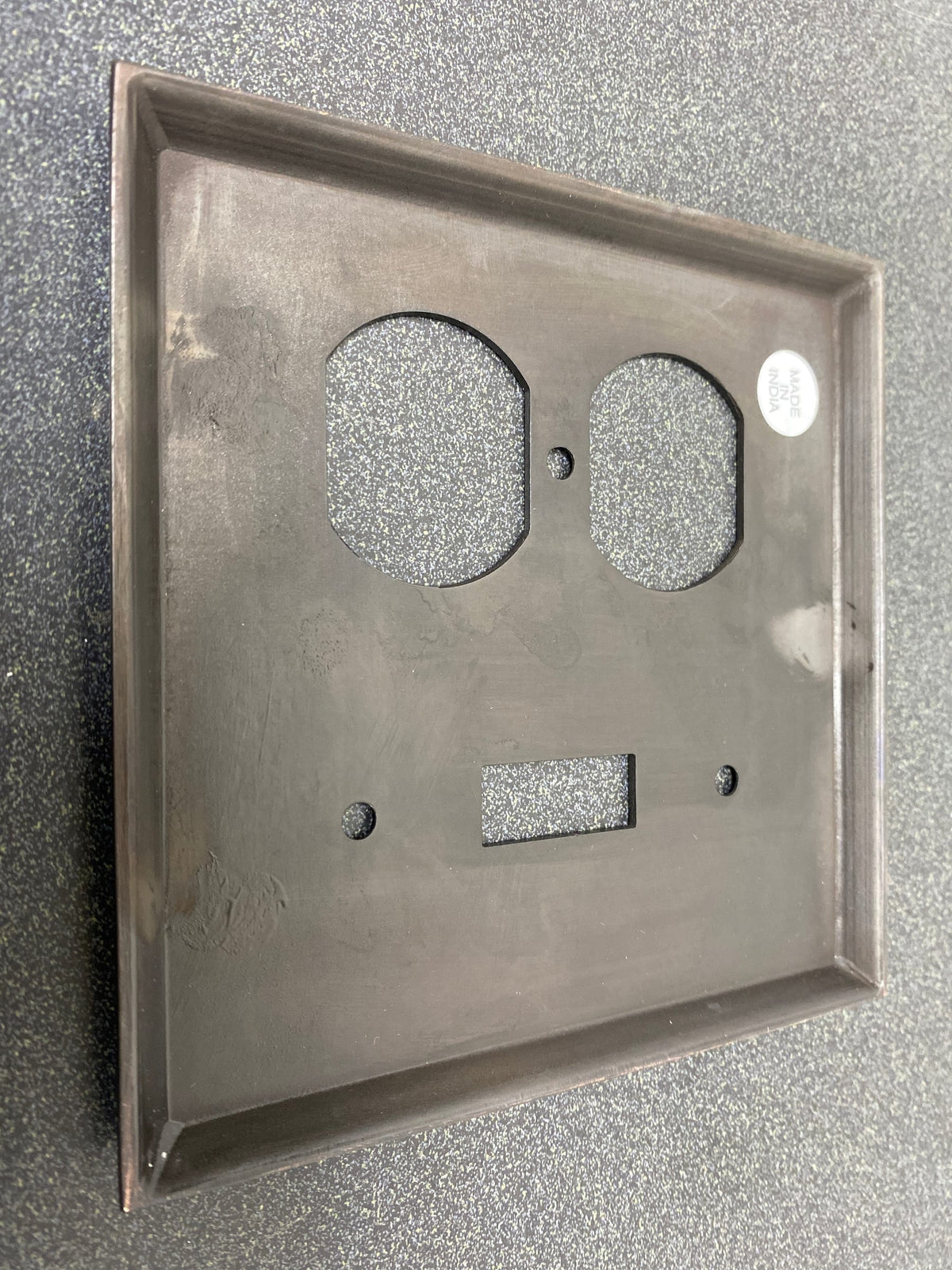 Nostalgic Warehouse 719635 New York Single Antique Vintage Combo 2 Gang Single Toggle and Duplex Outlet Wall Plate Cover - Timeless Bronze
