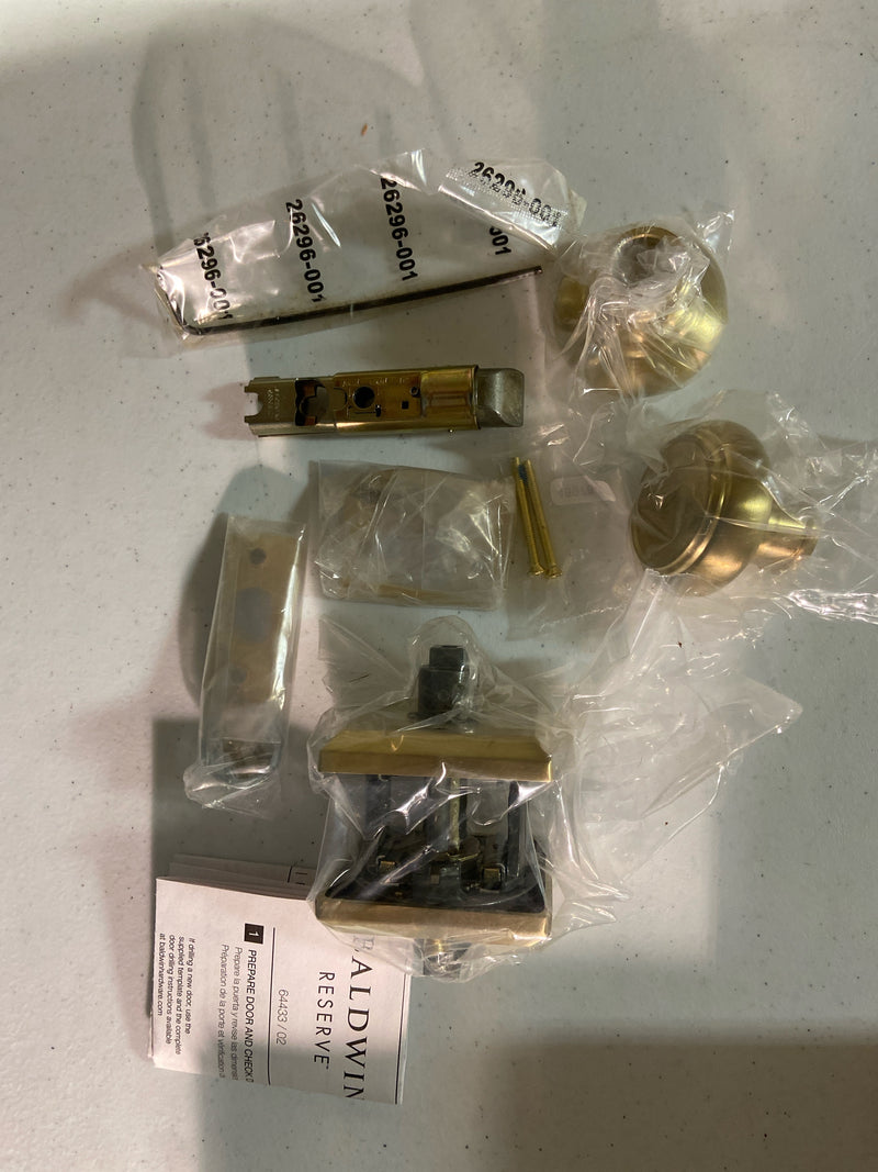 Baldwin PVTRATSR044 Traditional Privacy Door Knob with Square Rose - Satin Brass