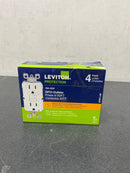 Leviton M42-GFNT1-04W 15 Amp 125-Volt Duplex Self-Test Slim GFCI Outlet, White (4-Pack)
