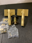 Emtek 520TRUS4 RH L-Sq Modern rectangular rosette Tribeca Privacy Door Lever Set from the SELECT Brass Collection - Satin Brass