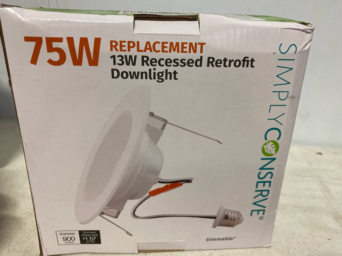 Simply Conserve L13DL5/6AP-40K-1 6" Integrated LED Baffle Recessed Trim - 4000K - White