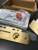 Emtek 2155US4 Narrow Modern Rectangular 7-1/4" Tall Privacy Pocket Door Lock - Satin Brass
