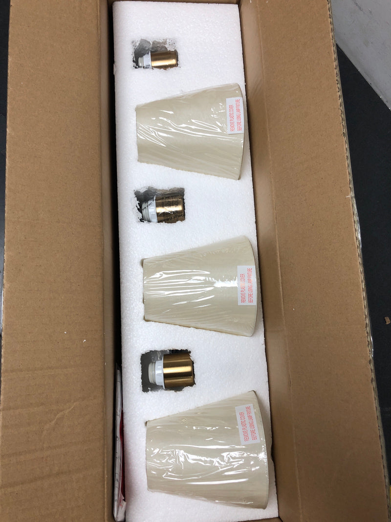 Lnc LV2UAQJ71W388C Modern Classic 3-Light Matte Black and Plating Brass Vanity Light with White Cone Fabric Shades