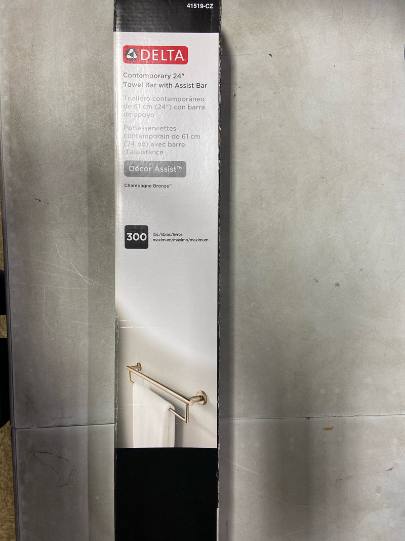 DELTA FAUCET 41519-CZ Contemporary Towel Bar/Assist Bar, 24-Inch, Champagne Bronze