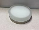 Satco 62/558 Pi 9 in. Brushed Nickel Transitional Flush Mount with Etched Frosted Glass Shade and Integrated LED
