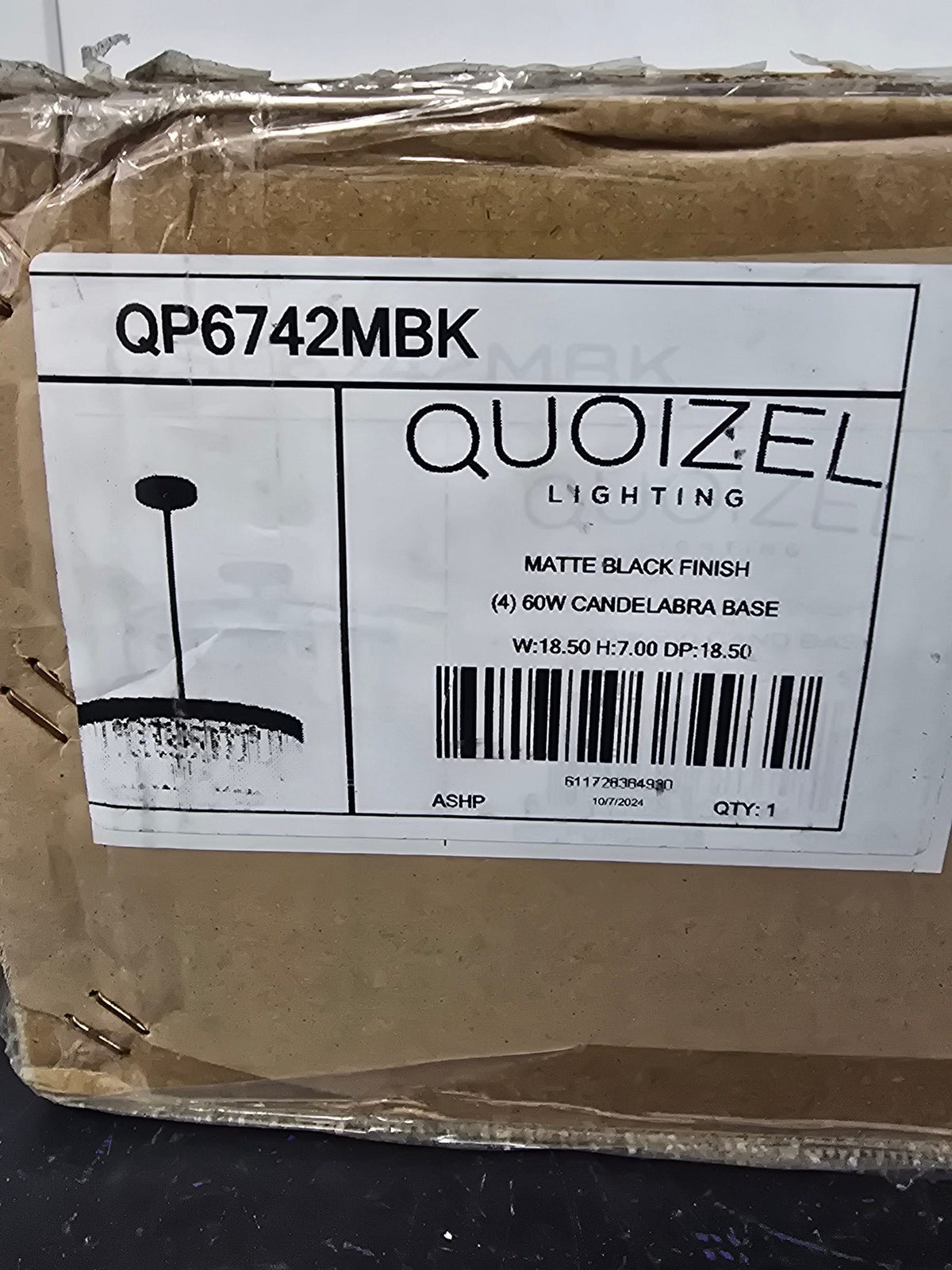 Quoizel QP6742MBK Starlight 4 Light 19" Wide Crystal Pendant - Matte Black