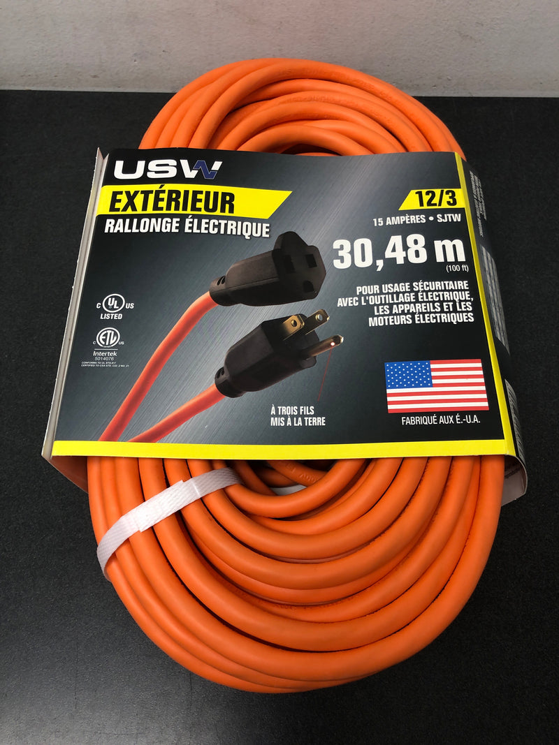 Jones Stephens E25007 100 FT 12/3 Round EXT CORD - Orange