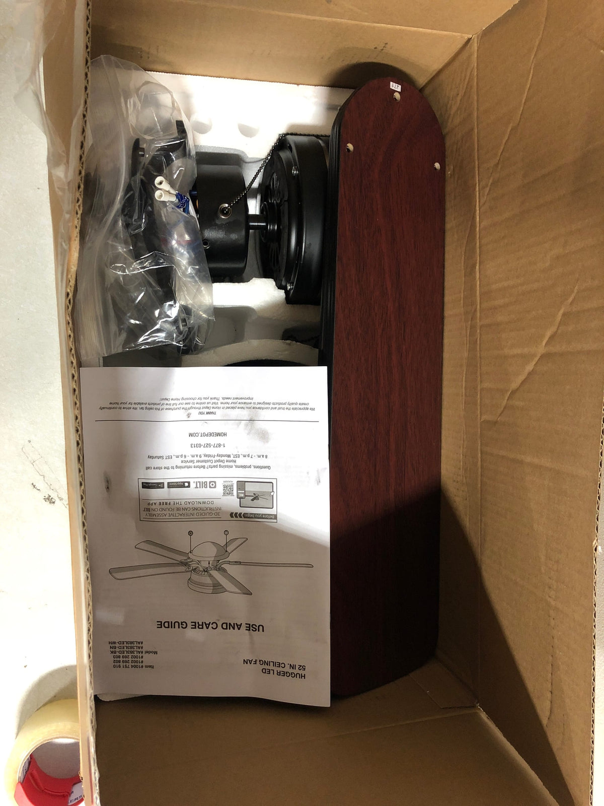 Unbranded AL383LED-BK Hugger 52 in. LED Indoor Black Ceiling Fan with Light Kit