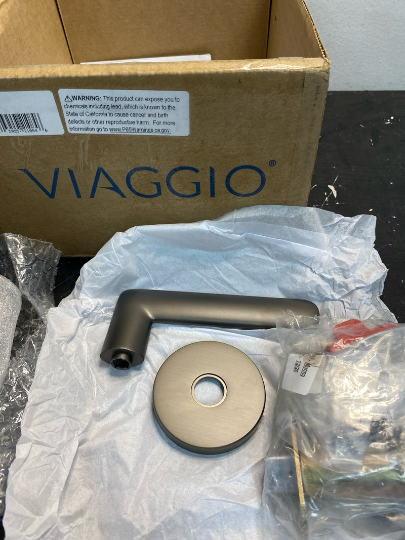 Viaggio CLOBRZ_PSG_234_RH Circolo Right Handed Solid Brass Passage Door Lever Set with Brezza Lever and Circolo Rosette - 2-3/4" Backset - Titanium Gray