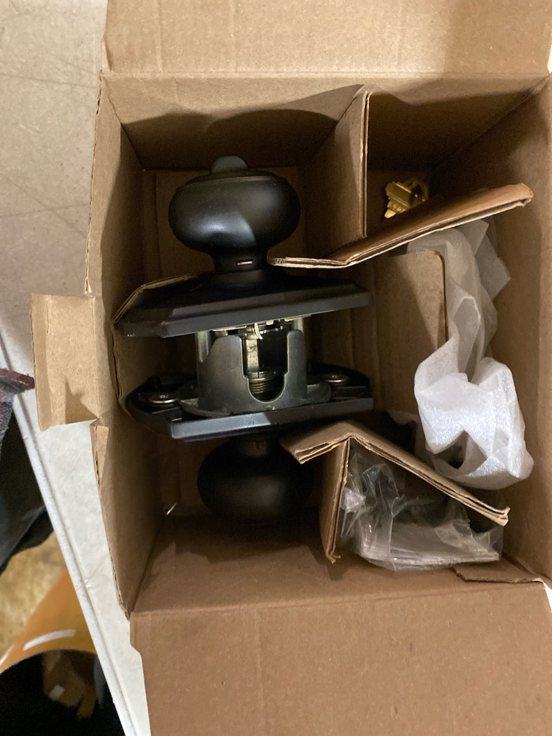 Schlage F51A GEO 716 CAM Georgian Aged Bronze Keyed Entry Door Knob with Camelot Trim