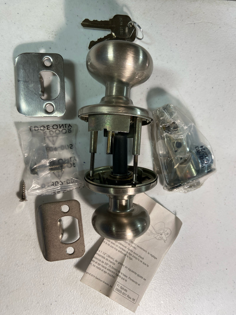 Kwikset 750H-15 Hancock Storeroom Keyed Entry Door Knob Set with Round Rose - Satin Nickel