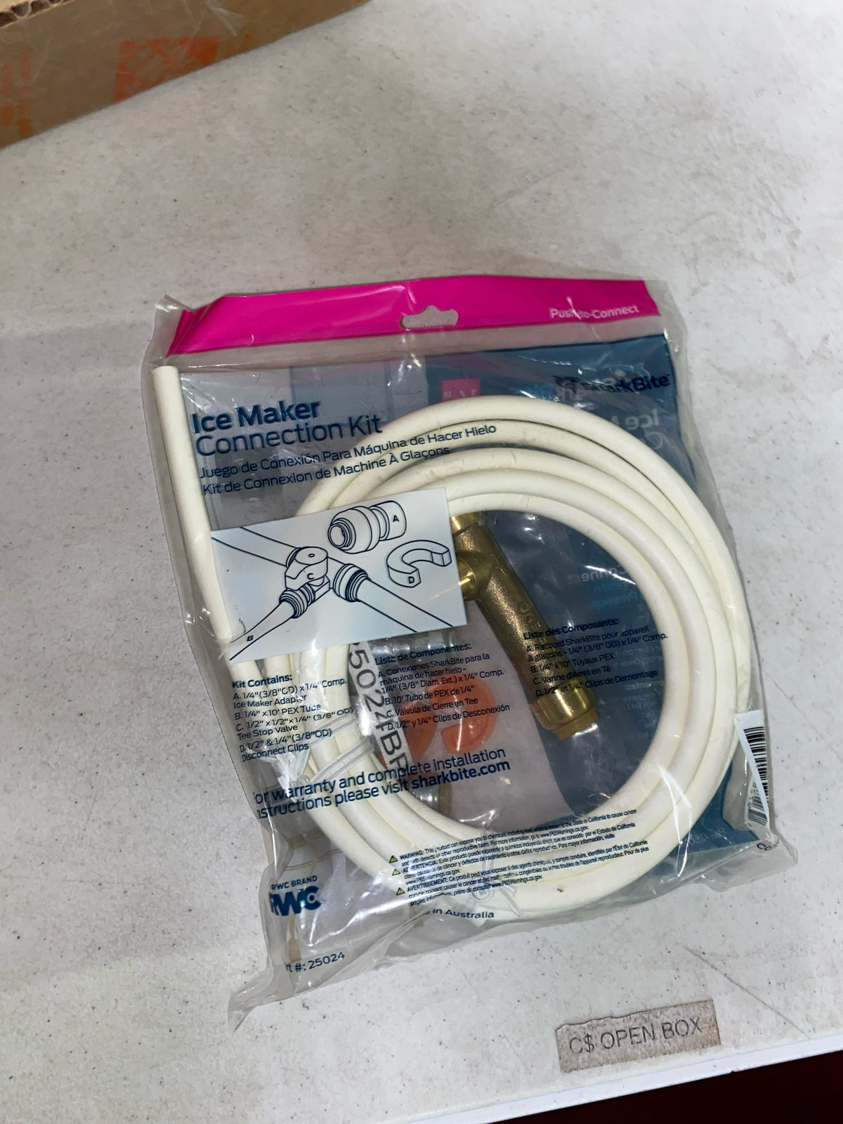 Sharkbite 25024 Push-to-Connect Ice Maker Installation Kit