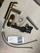 Moen Meena Bronzed Gold One-Handle Single Hole Modern Bathroom Sink Faucet with Optional Deckplate and Drain Assembly, 84794BZG