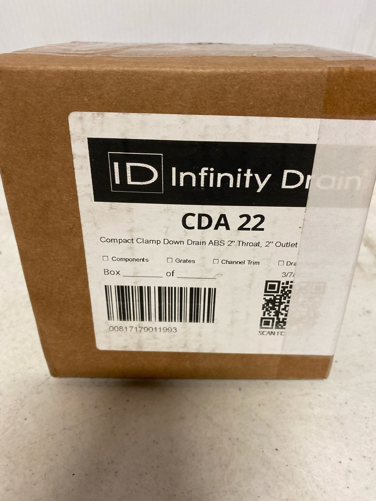 Infinity Drain CDA 22 Compact Clamp Down Drain ABS 2" Throat, 2" Outlet - N/A