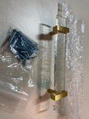 Sietto P-1900-7-SB Satin Brass 7" Cabinet Pull w/ Clear Glass