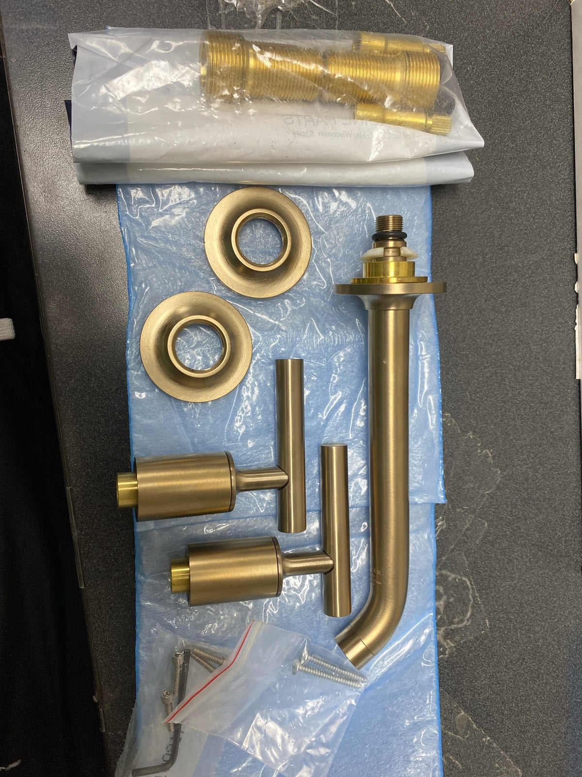 Kohler K-T14414-4-BV Purist 1.2 GPM Wall Mounted Widespread Bathroom Faucet - Brushed Bronze