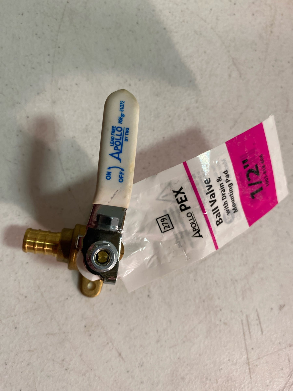 Apollo 1/2 in. Brass PEX-B Barb Ball Valve with Drain and Mounting Pad