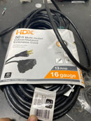 Hdx HWHD16350F 50 ft. 16/3 Light Duty Indoor/Outdoor Extension Cord with Multiple Outlet Triple Tap End, Black