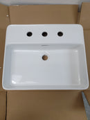 Signature Hardware 447958 Hibiscus 20" Fireclay Vessel Bathroom Sink with 3 Faucet Holes at 8" Centers - White