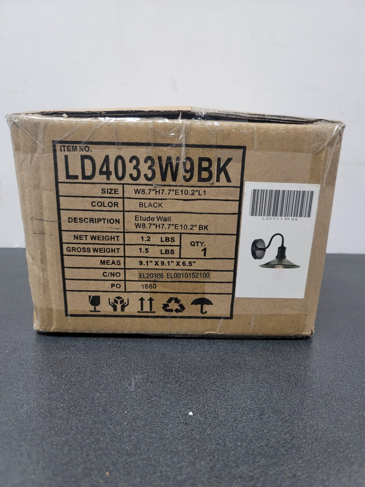 Elegant Lighting LD4033W9BK Etude Single Light 8" Tall Bathroom Sconce - Black