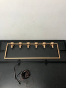 Uolfin 628S7NBMNZU3975 Modern Black & Brass Large Linear Chandelier Light 37.4 in. 6-Light Island Chandelier Light with Clear Glass Shades