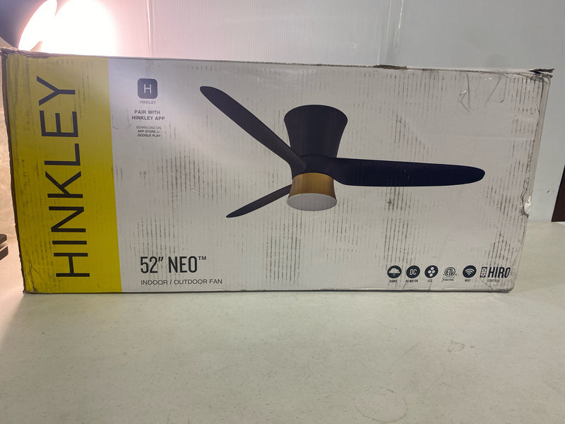 Hinkley Lighting 905452FMB-LDD Neo 52" 3 Blade Indoor / Outdoor Smart LED Flush Mount Ceiling Fan with HIRO Control - Matte Black