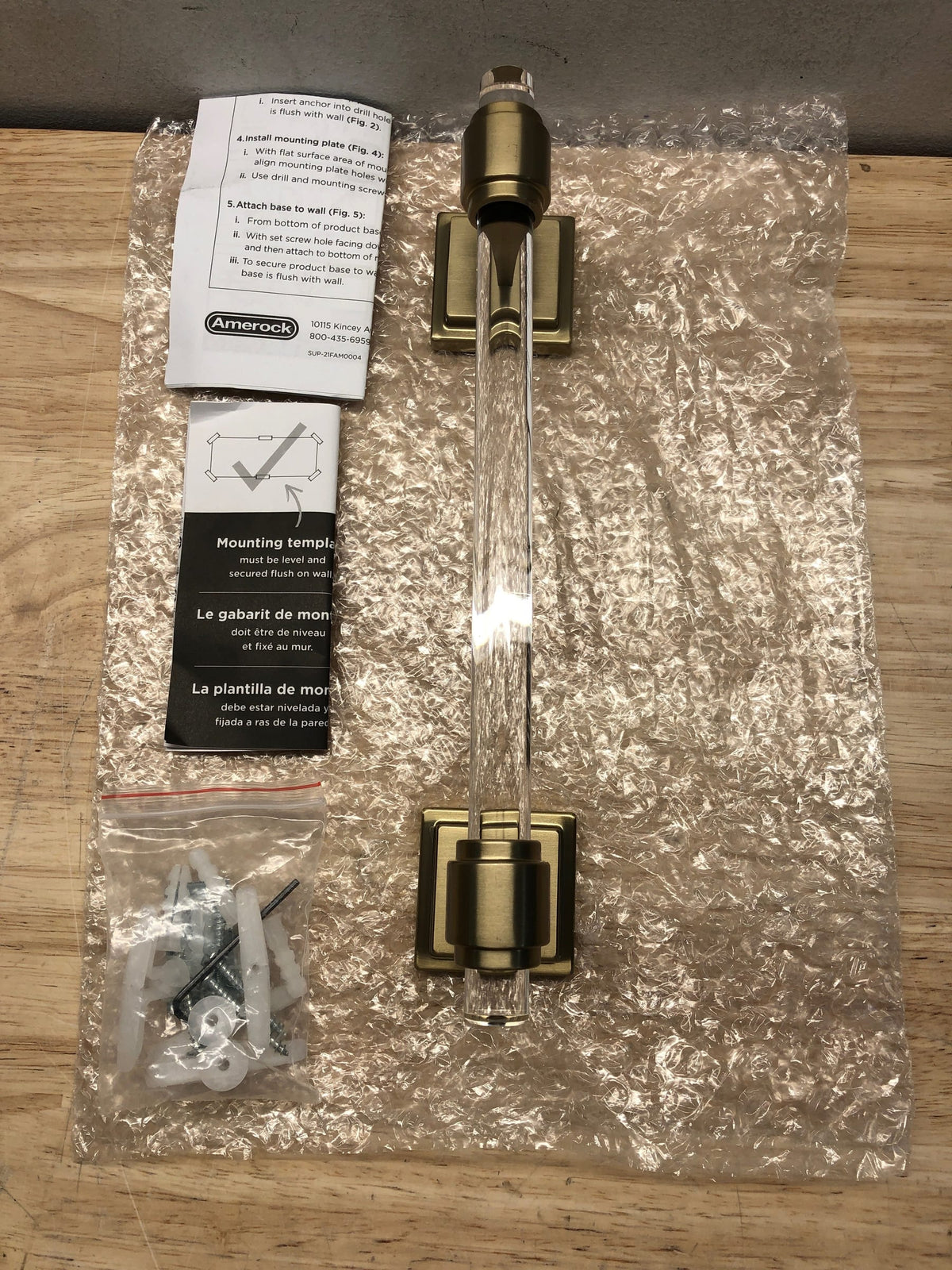Amerock BH36065CBBZ | Clear/Golden Champagne Towel Bar | 8 in. (203 mm) Towel Rack | Glacio | Bathroom Towel Holder | Bathroom Hardware | Bath Accessories
