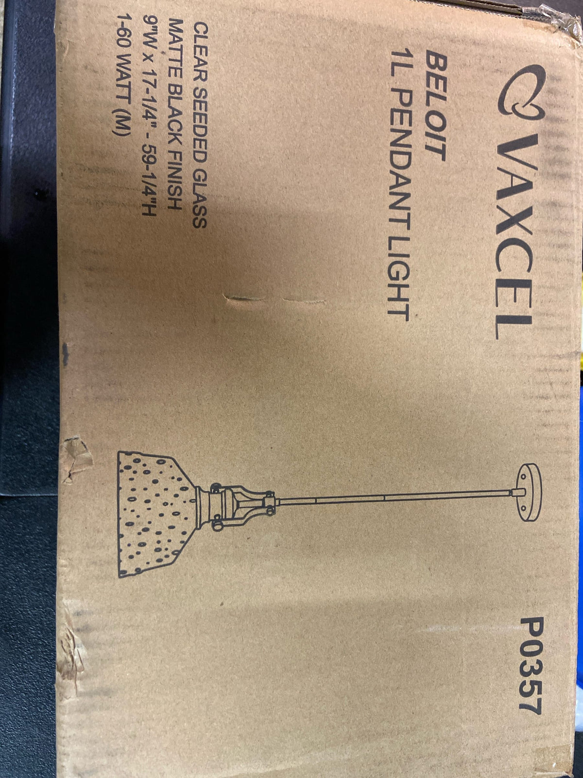 Vaxcel P0357 Beloit Black Farmhouse Kitchen Island Mini Chandelier Pendant Ceiling Light Clear Glass