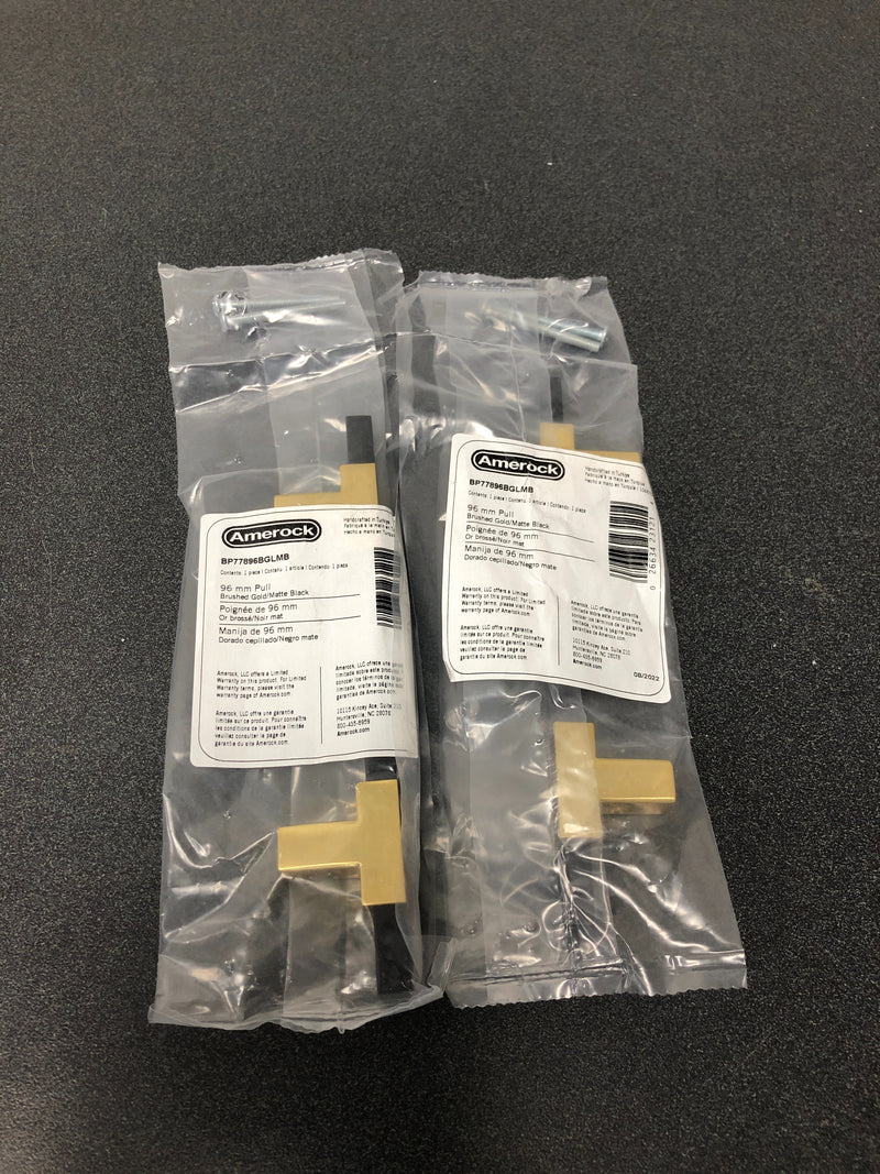 Amerock BP77896BGLMB Urbanite 3-3/4 Inch Center to Center Bar Cabinet Pull - Brushed Gold / Matte Black