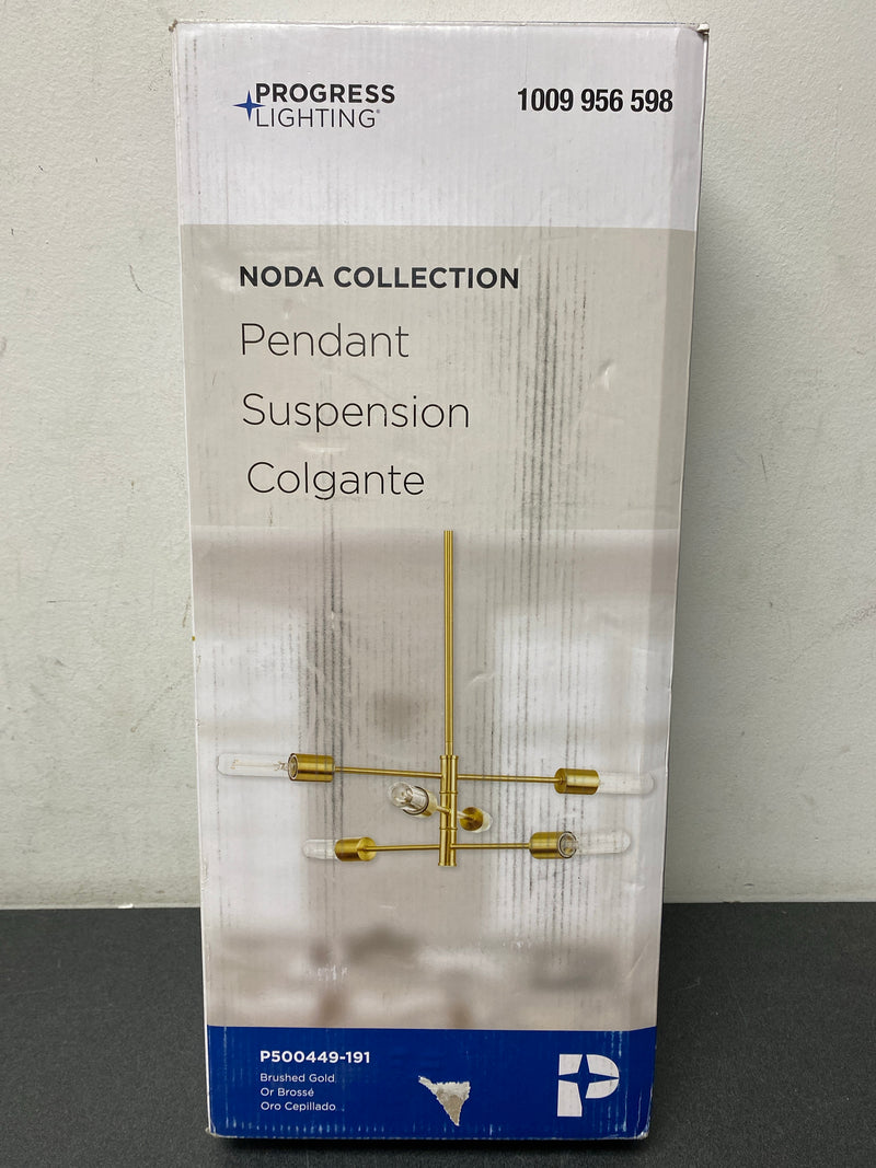 Progress lighting P500449-191 Noda 60-Watt 6-Light Brushed Gold Shaded Pendant Light Contemporary