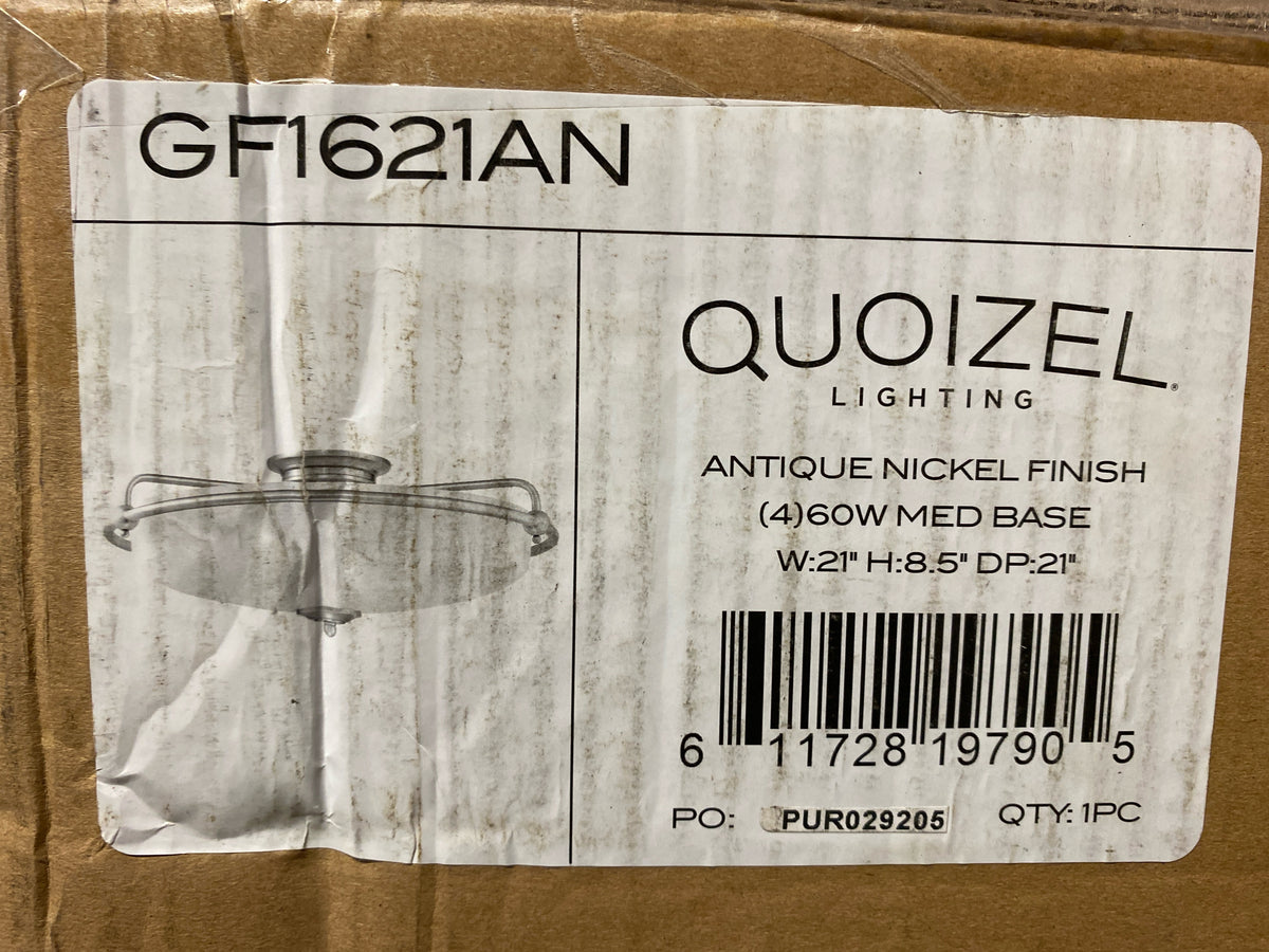 Quoizel Griffin 21" Flush Mount Ceiling Light, Antique Nickel