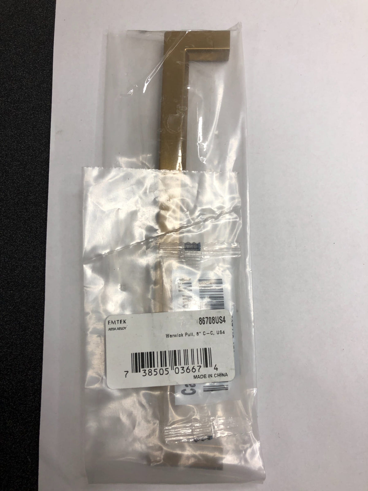 Emtek 86708US4 Warwick 8 Inch Center to Center Handle Cabinet Pull from the Modern Rectangular Collection - Satin Brass