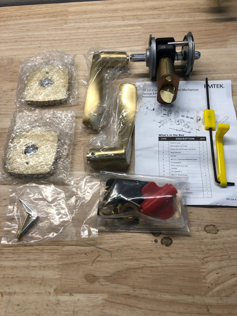 Emtek C520TRTUS4 Triton Brass Modern Privacy Door Leverset with the CF Mechanism - Satin Brass