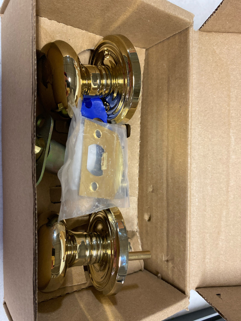 Emtek 8100PUS3 Providence Passage Door Knob Set with Regular Rose from the Brass Classic Collection - Polished Brass