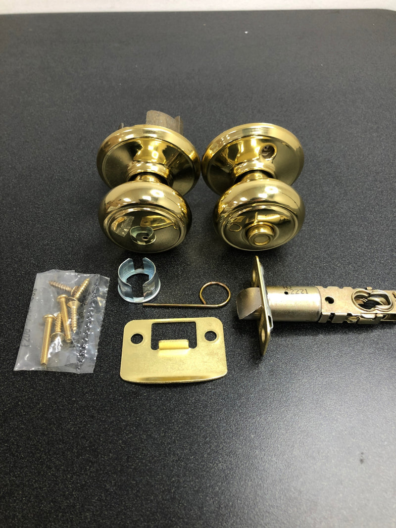 Schlage F40AND605 Andover Privacy Door Knob Set - Polished Brass