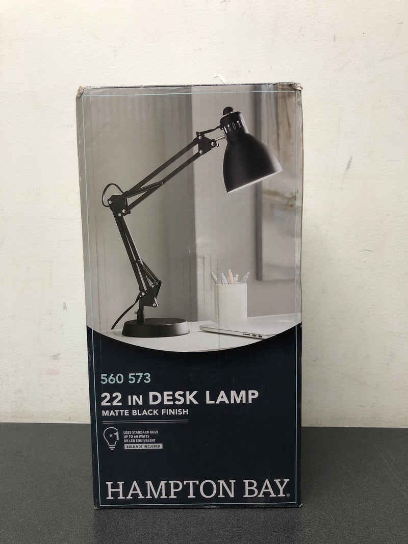 Hampton bay RS220928002 22.00 in. Black Adjustable Arm Desk Lamp with Metal Shade