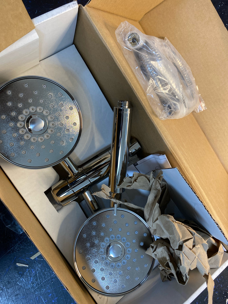 Kohler 23219-G-SN Purist 3-Spray Patterns 6 in. Dual Wall Mount Shower Heads with 1.75 GPM in Vibrant Polished Nickel
