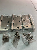 Miseno MDH3503SN 3-1/2 x 3-1/2 Plain Bearing 5/8" Radius Corner Door Hinge - Pack of 3 - Satin Nickel