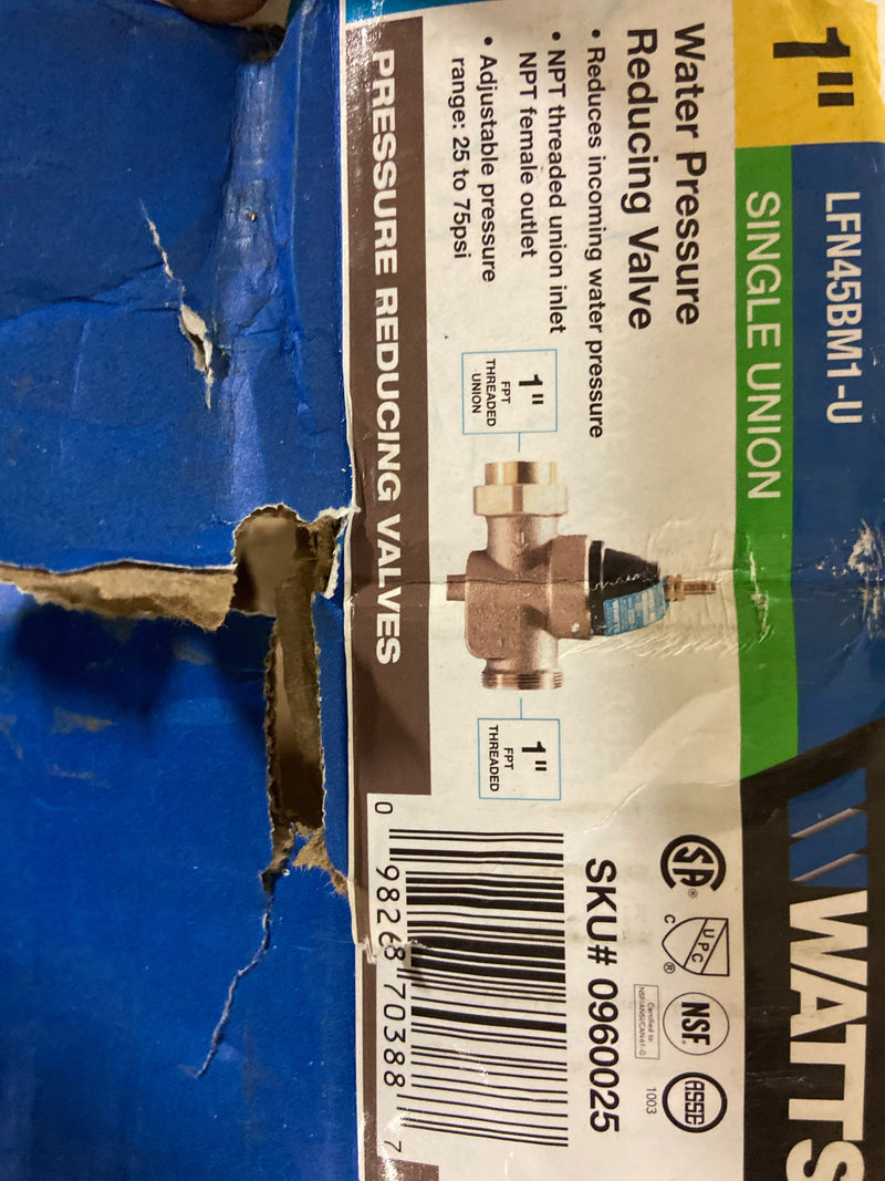 Watts LFN45BU1 M1-1 1 in. Lead-Free Brass FPT x FPT Pressure Reducing Valve