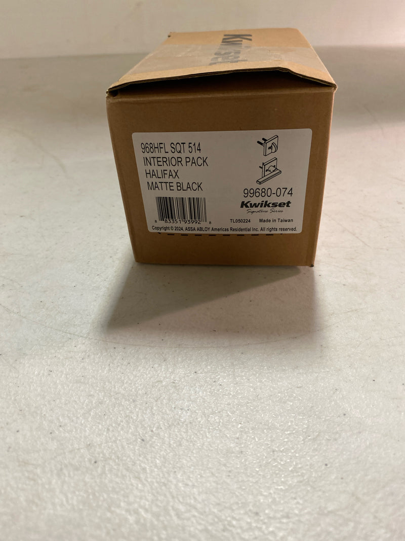 Kwikset 968HFLSQT-514 Halifax Lever Non-Turning Dummy Interior Pack with Square Rose for Handlesets - Matte Black