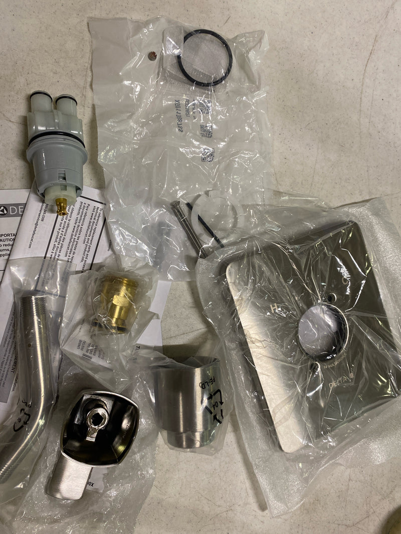 Delta Faucet Velum 14 Series Single-Function Brushed Nickel Shower Valve Trim Kit, Shower Handle, Delta Shower Trim Kit, Stainless T14237-SSLHD (Shower Head and Valve Not Included)