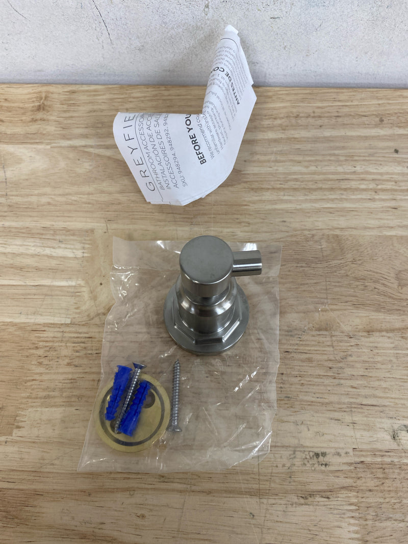 Signature Hardware 447217 Greyfield Single Robe Hook - Brushed Nickel