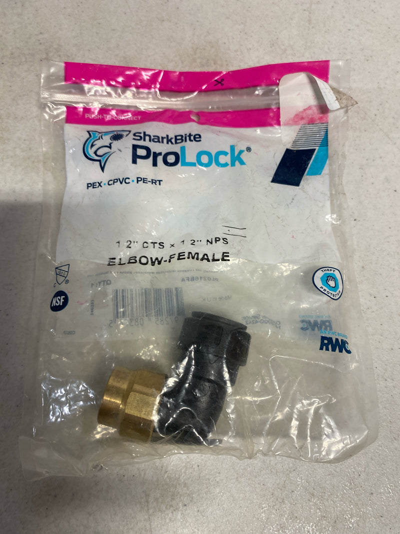 SharkBite ProLock 1/2 in. Push-To-Connect x FIP Plastic/Brass 90-Degree Elbow Fitting